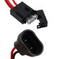 H11 connector plug with red and black wiring harness leads and terminal socket