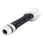 Black rubber shift lever with silver cap ends and textured grip