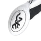 Silver shift lever knob top plate with black lizard emblem and border