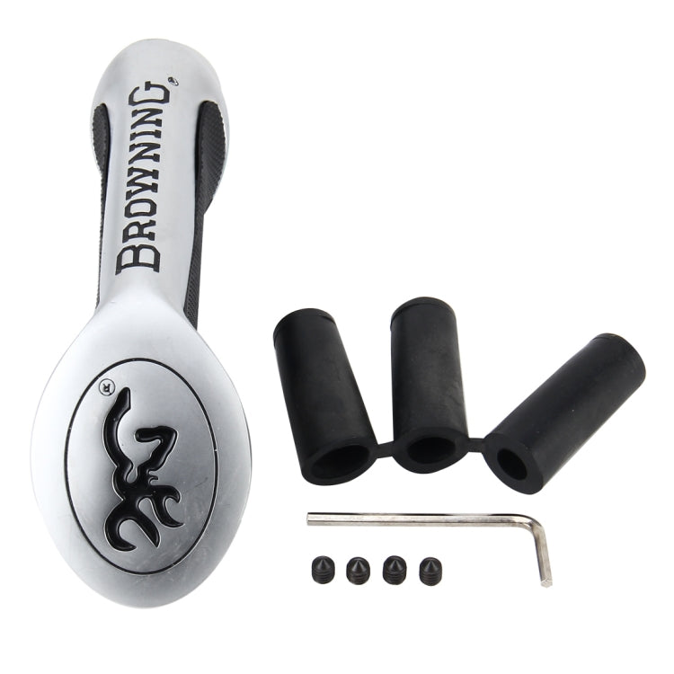 Shift lever knob set with silver top, black rubber inserts, hex key, screws
