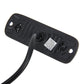 Black rear cover of LED strobe light with mounting holes and attached power cable