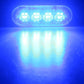 LED strobe light emitting bright blue light from a clear rectangular lens