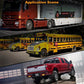 Warning strobe lights mounted on truck, bus, and pickup vehicles