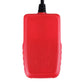 Red back of handheld OBDII code reader with textured grip panel