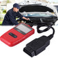 OBDII code scanner kit with red handheld unit and black OBD cable