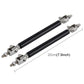 Pair of 20cm adjustable telescopic mounting bars, black rods with silver end brackets