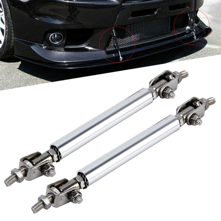 Adjustable telescopic front lip mounting bars set, silver rods with metal clamps