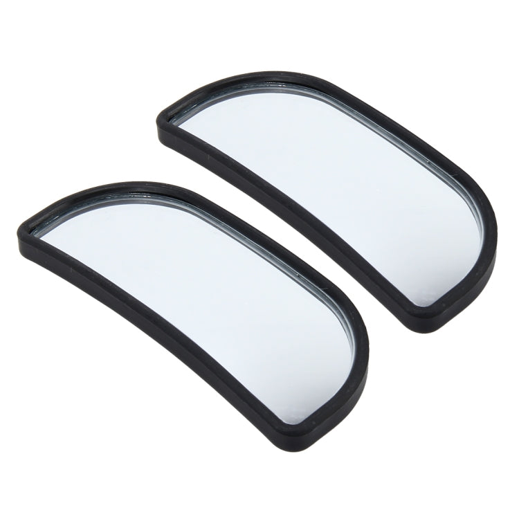 Pair of black-framed wide-angle blind spot mirrors, oval shape