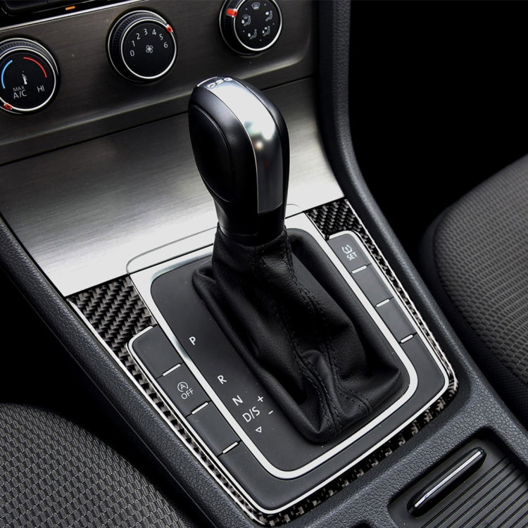 Carbon fiber gear shift panel trim sticker installed on automatic gear lever