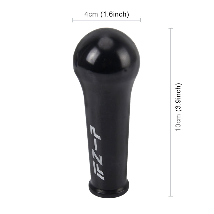 Black shift knob cover, 10cm tall and 4cm wide, with printed emblem