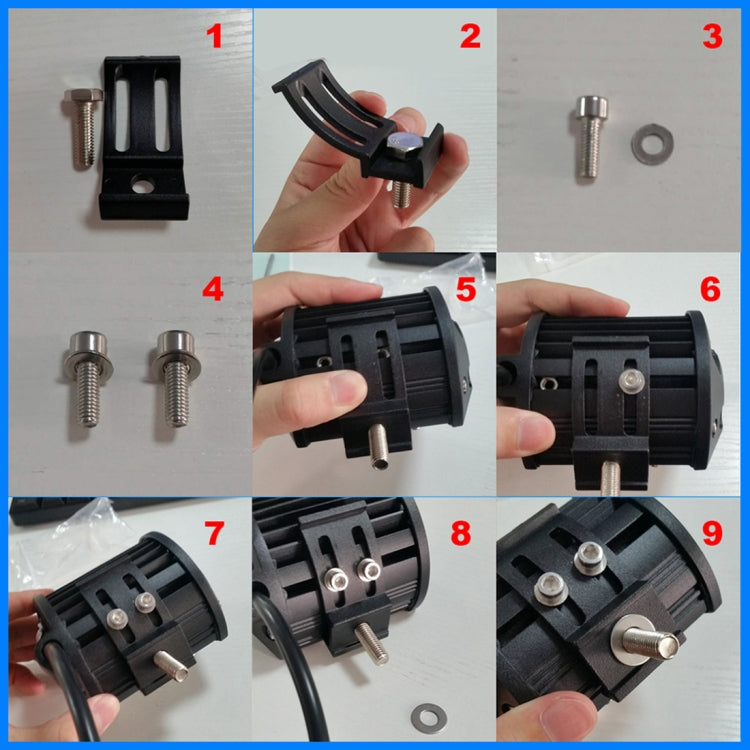 LED light bar mounting hardware kit with screws, brackets, and gaskets