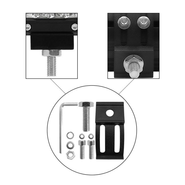 LED light mounting hardware kit with bolts, brackets, and metal accessories