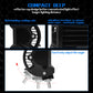 Black LED light with circular side fan vent and adjustable mounting angle