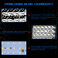 LED work light beam pattern diagram showing bright rows of LEDs