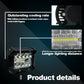 Black LED work light with reflective lens and rows of white-and-yellow LEDs