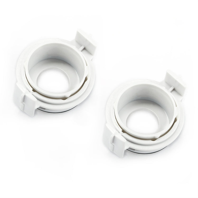H7 HID adapter holders with open circular socket, white plastic with gray inner ring