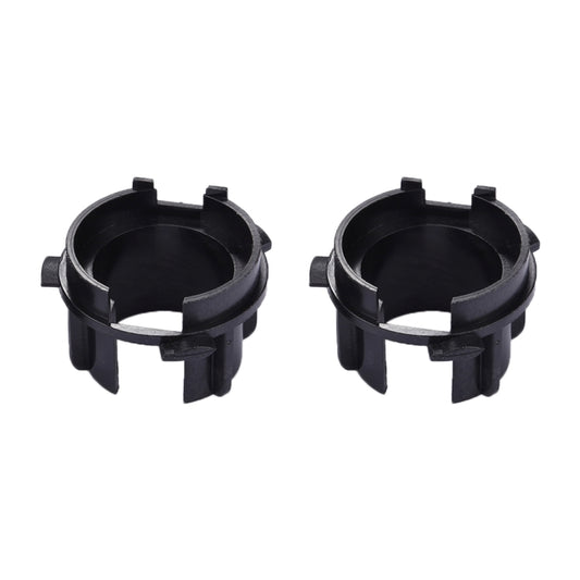 Pair of black plastic H7 HID headlight bulb base retainer adapters, TK-037