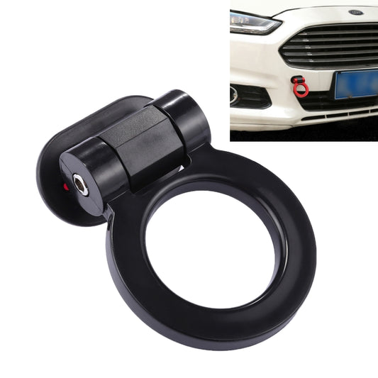 Black round dummy towing hook ring with mounting base, for car bumper exterior decor