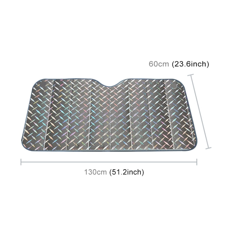 Hatchback windshield sunshade cover with size outline, 130 x 60 cm