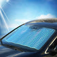Car windshield sunshade cover, blue diamond pattern panel for front glass