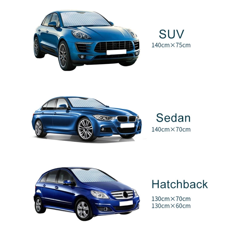 Hatchback windshield sunshade cover folded for storage, compact and ready