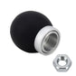 Black leather shift knob with metal ring adapter and hex nut