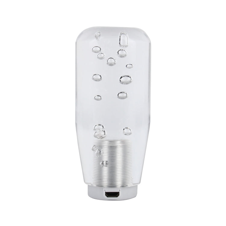 Transparent LED gear shifter knob light with bubble pattern and silver threaded base