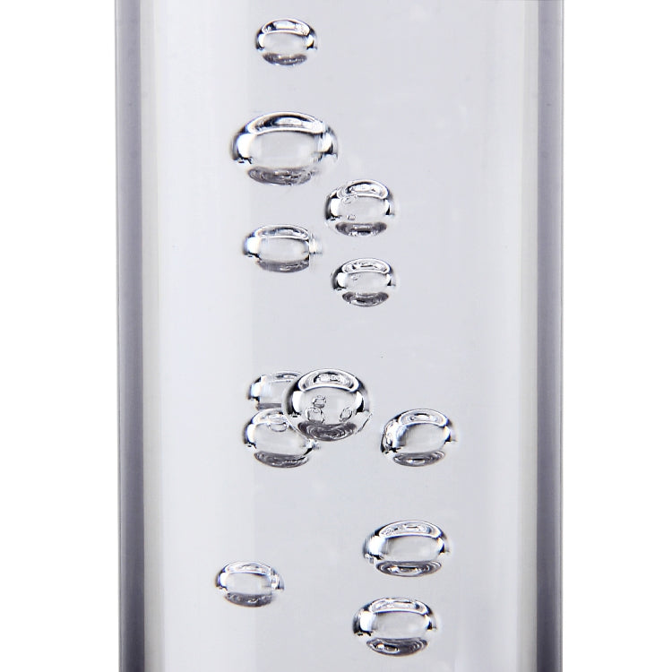 Transparent LED shift knob light front view with engraved bubble openings on clear surface