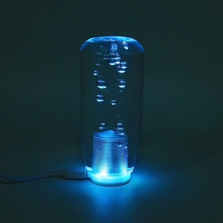 Blue-lit transparent LED gear shifter knob light with bubble diffuser