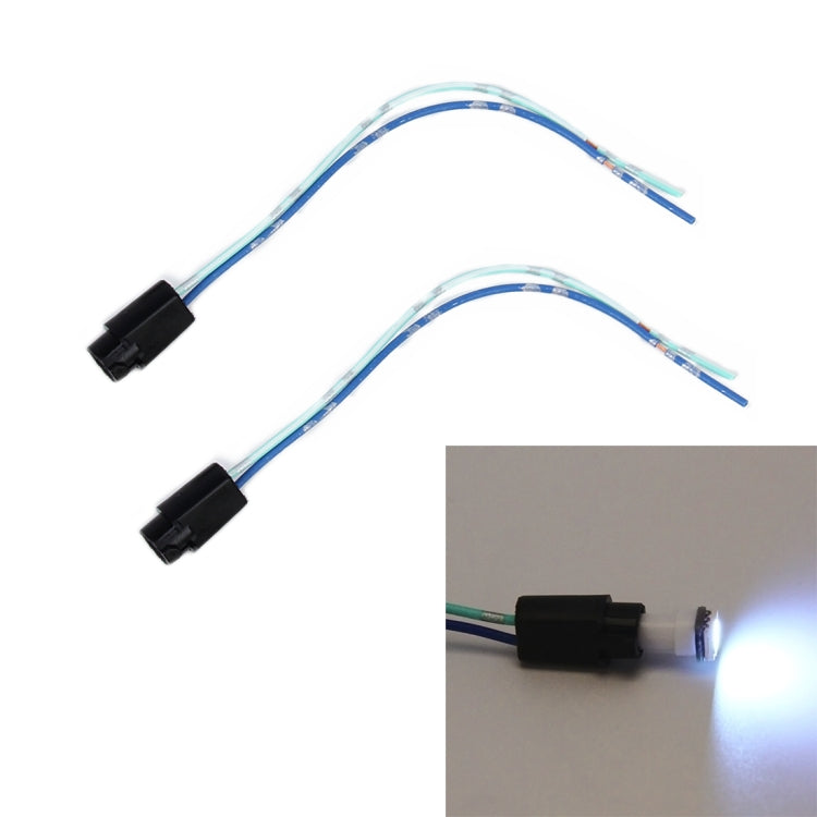 Car bulb holder adapter set with two blue wire leads and black socket connectors