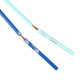 Car bulb adapter wire ends with copper conductors and blue/green insulation