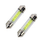 Two 41mm LED car dome light bulbs with clear tube and chrome metal base.