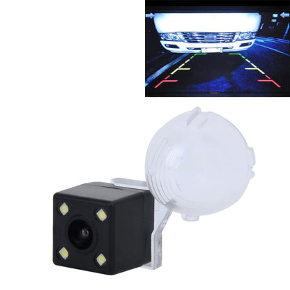 Rear view backup camera screen with parking guidance lines overlay