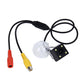 Waterproof backup camera kit with LED light, black camera module, and RCA cables