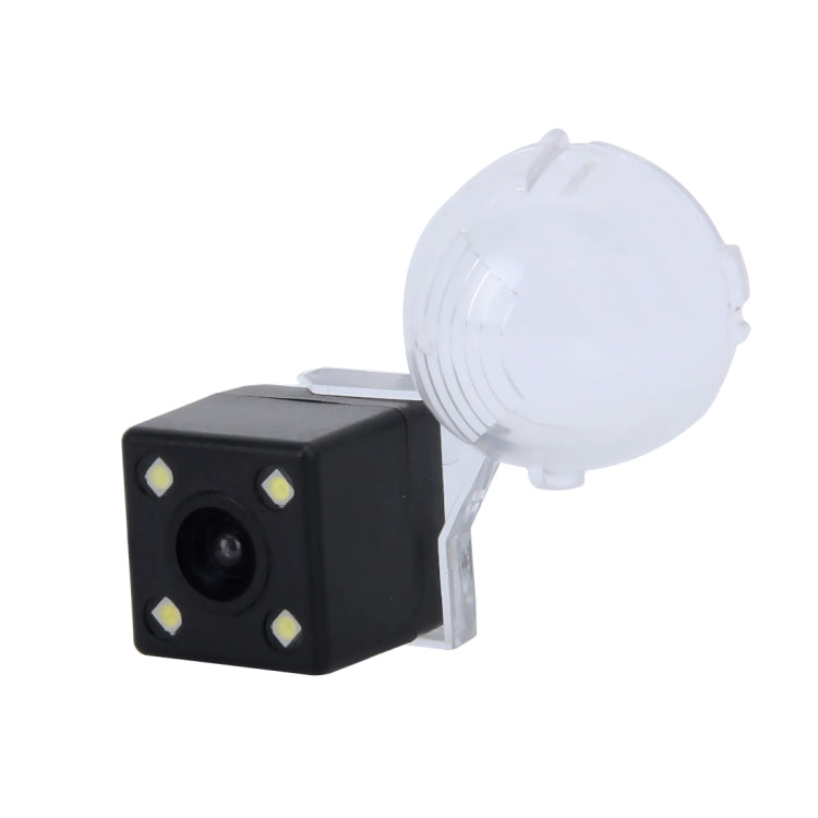 Waterproof rear view camera with black module and clear LED lamp housing