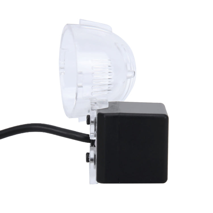 Rear view camera with clear LED housing and black rectangular mounting body