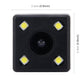 Black backup camera face with central lens and four yellow LED lights