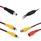 AV cable connectors with red and yellow plugs and black power lead