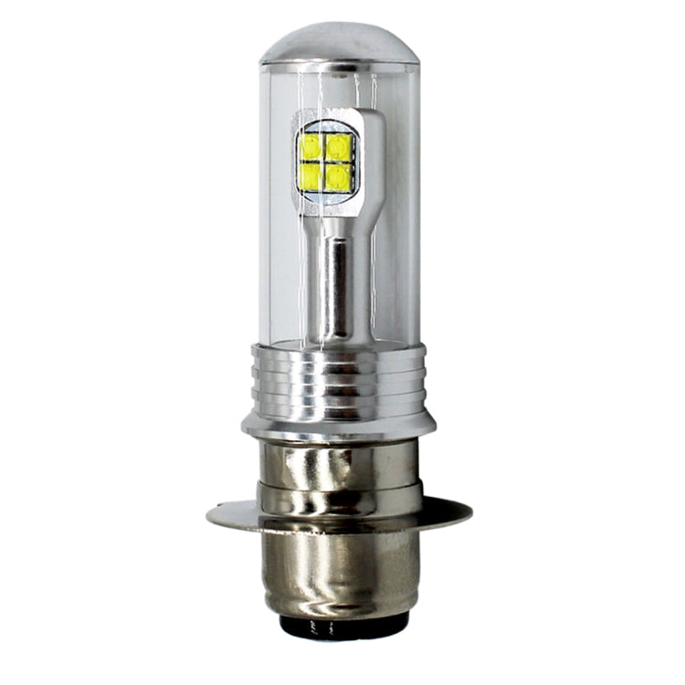 Motorcycle LED headlight bulb with clear glass lens and square LED chip