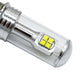 Motorcycle LED headlight bulb close-up of square LED chip inside clear lens