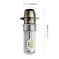 Motorcycle LED headlight bulb with metal base and square LED chip in clear tube