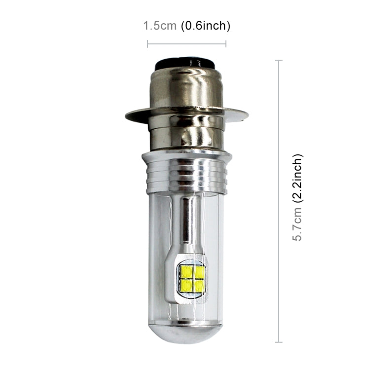 Motorcycle LED headlight bulb with metal base and square LED chip in clear tube