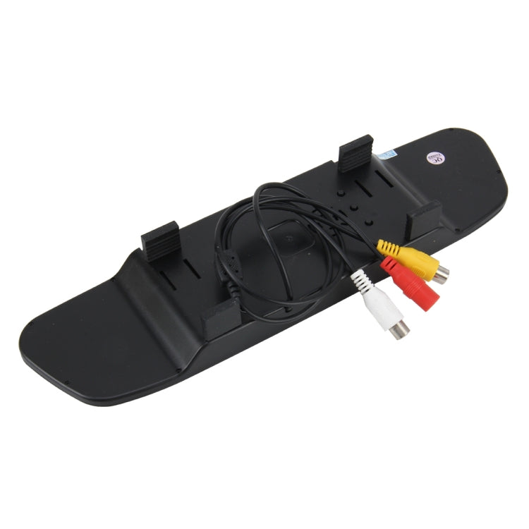 Car rearview monitor rear housing with connected AV cables and RCA connectors