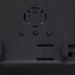 Close-up of car rearview monitor back panel with speaker grille and ports
