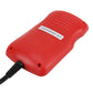Red diagnostic scanner housing with vented back and attached cable