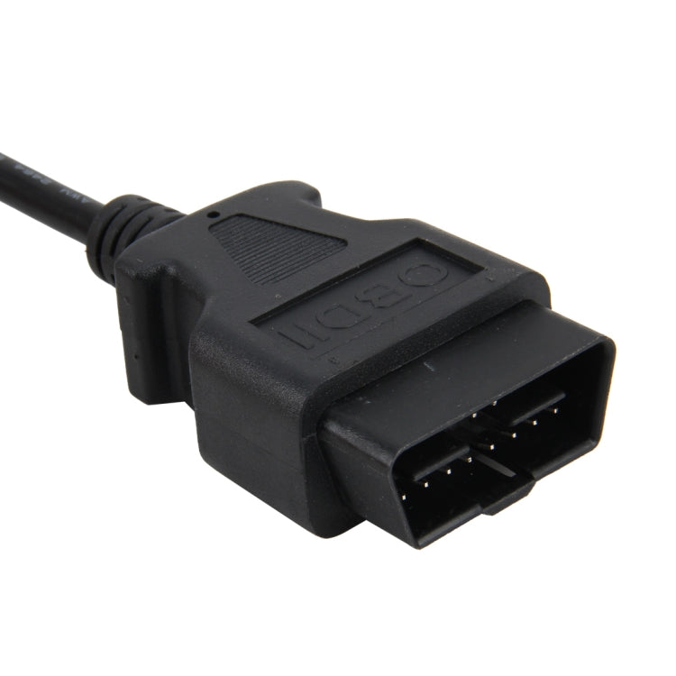 Black OBD diagnostic cable connector with multi-pin interface