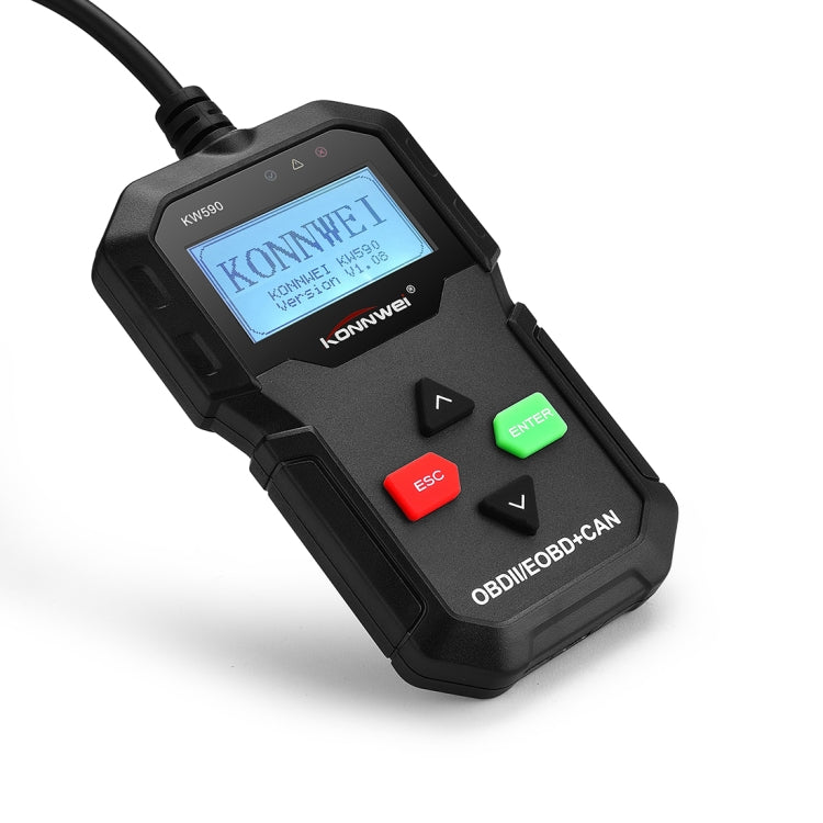 KONNWEI KW590 OBDII scan tool handheld with LCD screen and colored control buttons