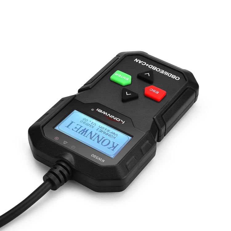 KONNWEI KW590 OBDII scan tool with LCD display and navigation buttons