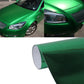 Metallic green car vinyl decal, glossy hood finish and roll with backing