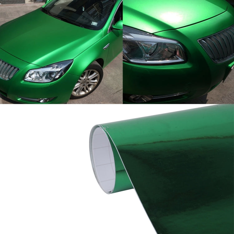 Metallic green car vinyl decal, glossy hood finish and roll with backing